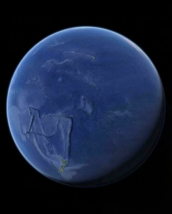 "The Blue Void Earth’s Most Isolated Hemisphere, This Is The Pacific-Centered View Of Earth The Side We Rarely See In Maps Or Textbooks"