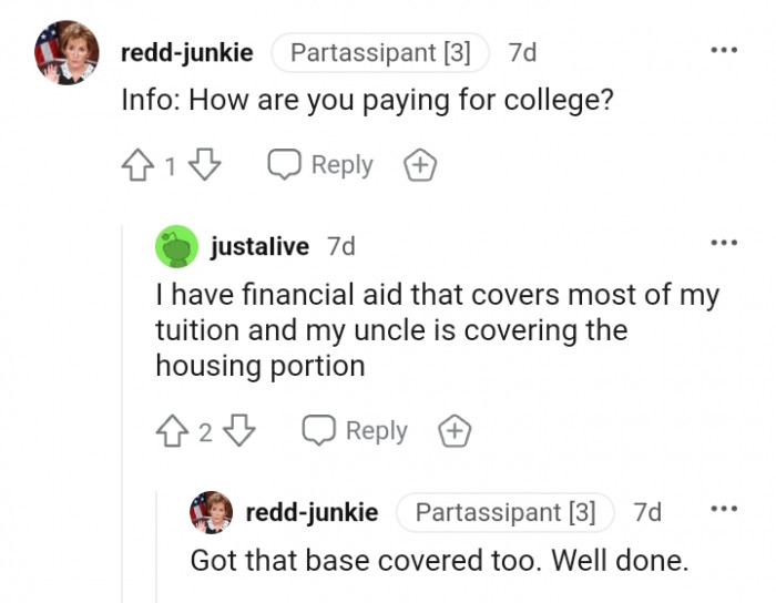 This redditor seeks to know how the OP will pay for college