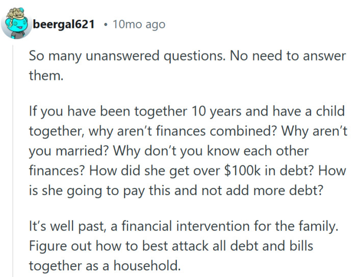 Now a bigger-picture perspective that shifts the focus from the loan to the deeper gaps in their financial partnership...