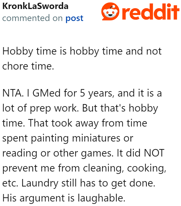 DND is considered hobby time, even with the social element.