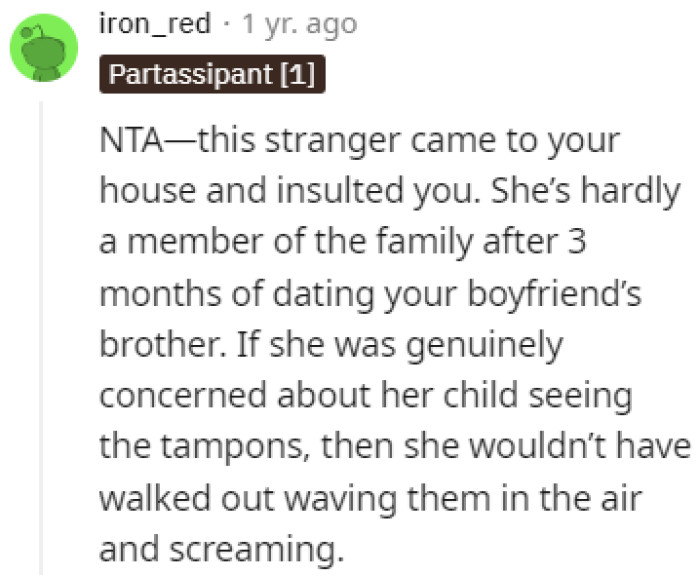 Insulting OP in Her Own House