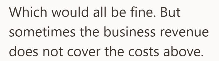He says the setup might work in theory, but in practice the income does not always meet the bills.