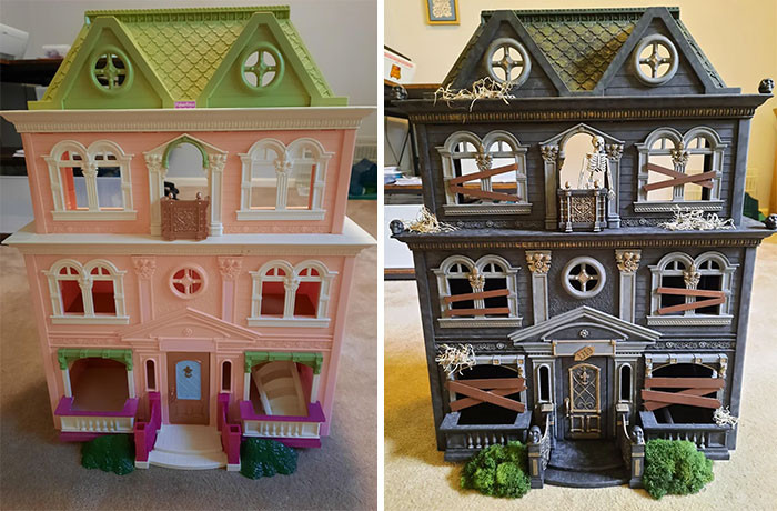 "I Took An Old Fisher Price Doll House And Turned It Into A Haunted Mansion"
