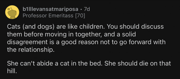 Pets are like children, and your partner should treat them accordingly.