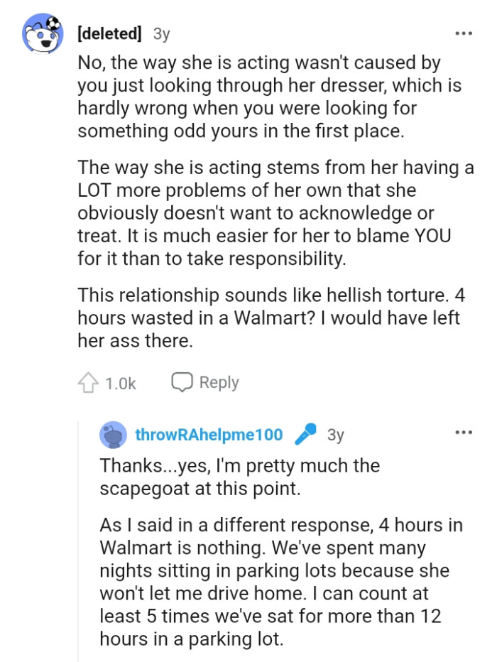 It is easier for her to blame the OP than take responsibility