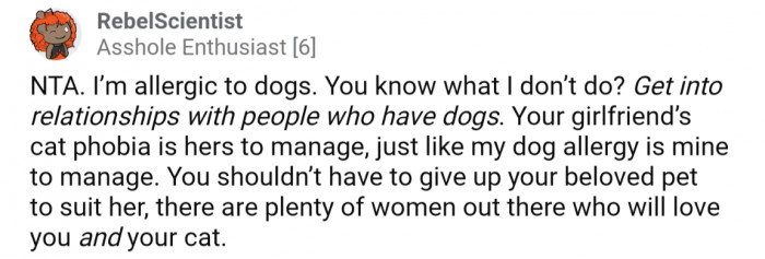 Her phobia is hers to manage, not for OP to cater to