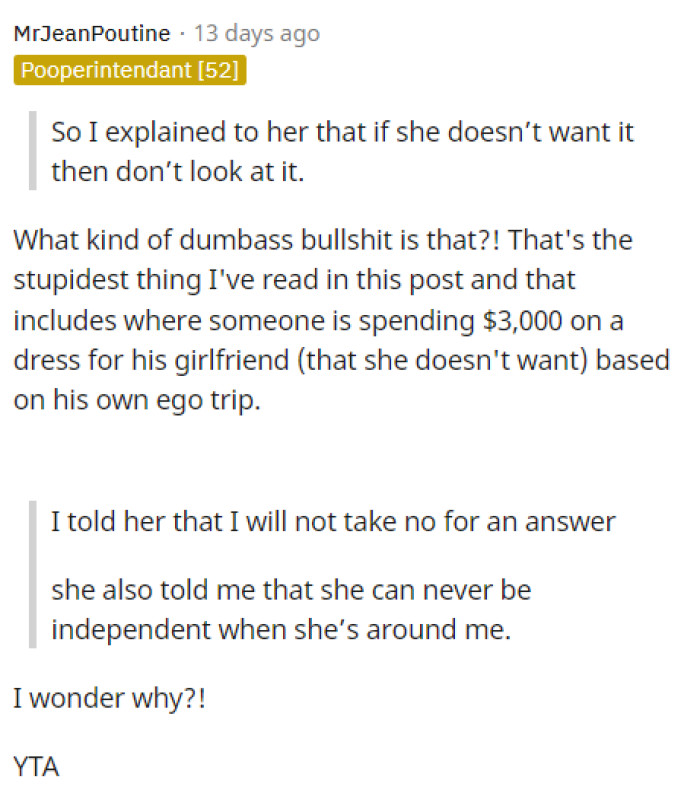 People were unhappy with the way OP responded to this situation and how he processed his thoughts.