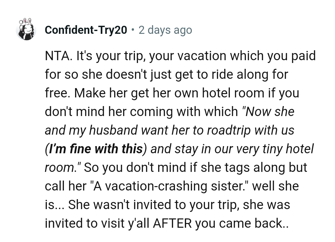 So the OP doesn't mind if she tags along