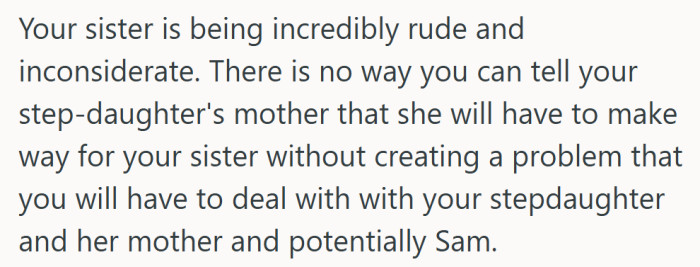 A blunt but fair reminder that bumping Ann would light a much bigger fire than a sister sulking over a couch.