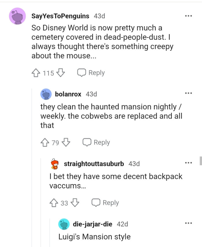 They clean the Haunted Mansion nightly/weekly.