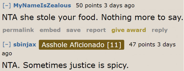 Spiciness brought karma and justice.