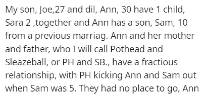 OP has a son, Joe, who's married to Ann