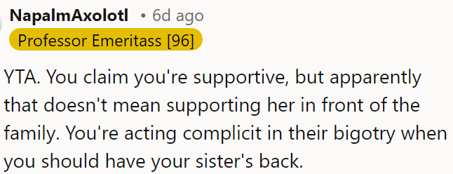 OP says he is supportive, but he is not showing it.