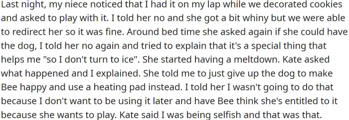 OP told her niece she needed the dog