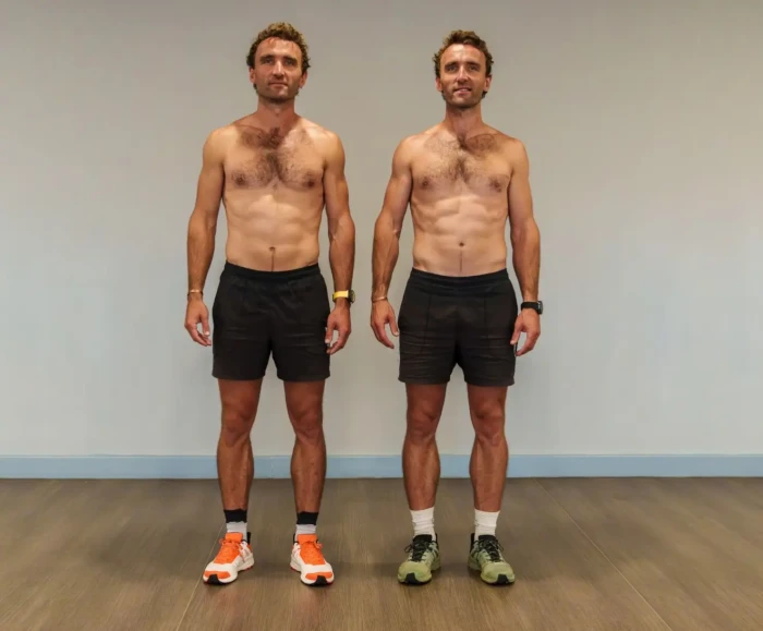 Twin brothers reviewing diet choices, contrasting weight loss and body composition outcomes