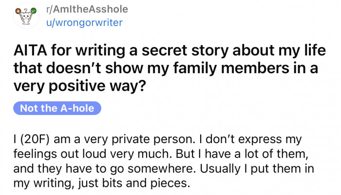 Here's the original post by Reddit user u/wrongorwriter: