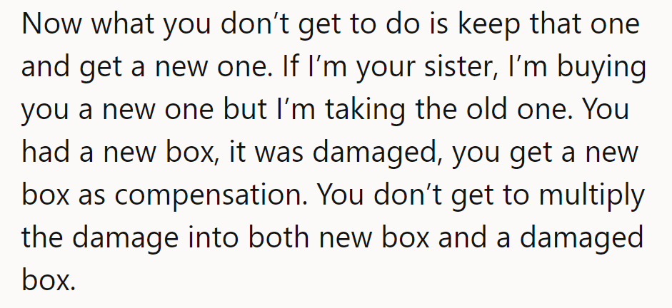 No damage doubling! New box for them, old one for her. Break it, don't get to keep it!