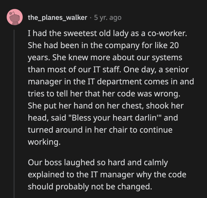 20. An old lady saying, 