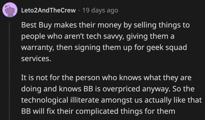 Instead of helping the customers get what they truly need, they prey on them for maximum profit