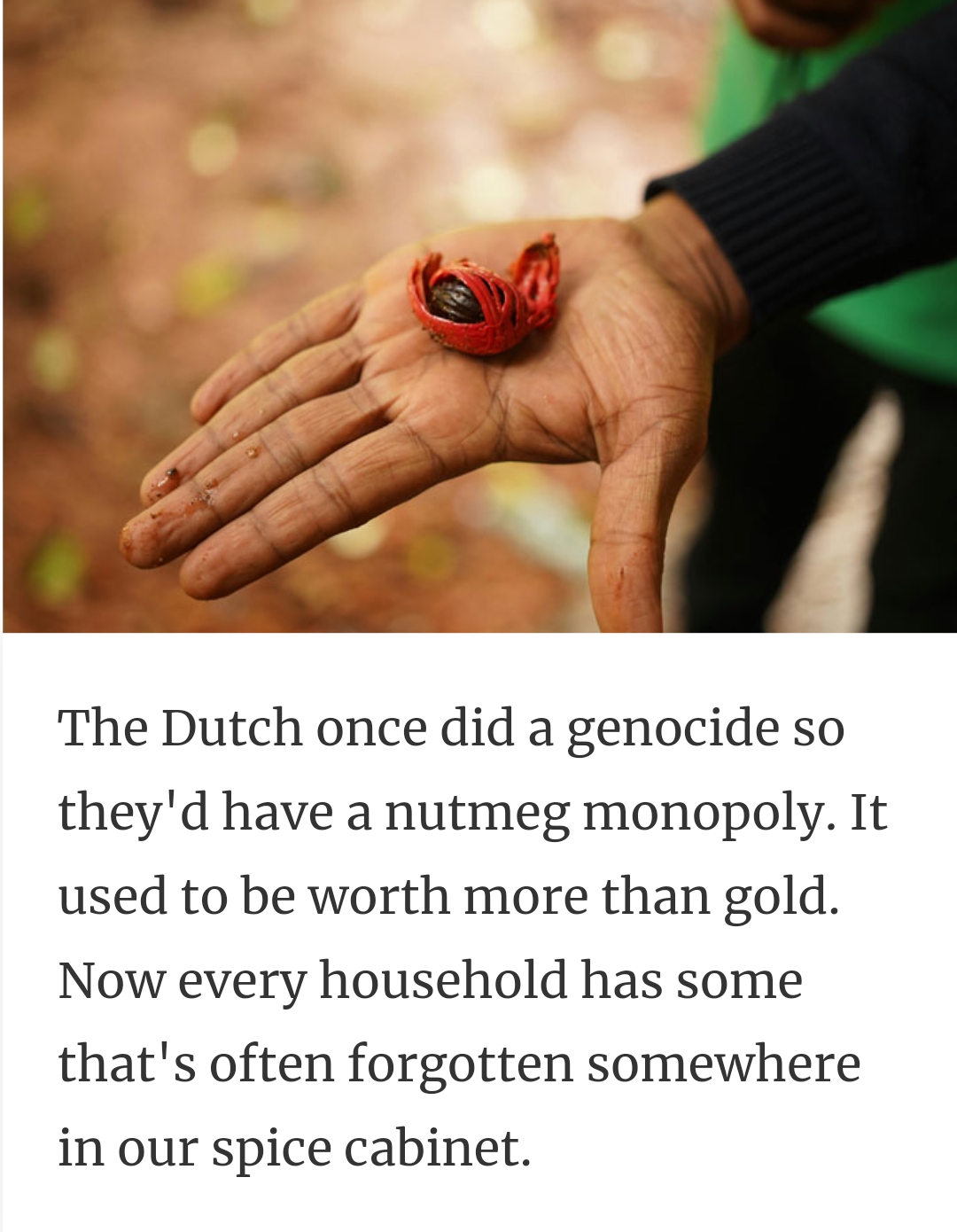 30. A nutmeg monopoly