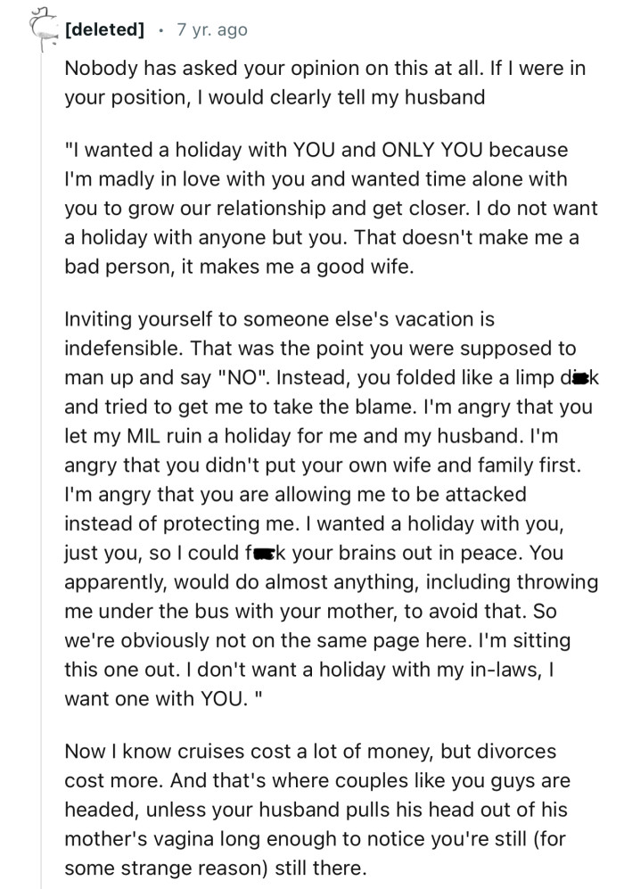 “Inviting yourself to someone else's vacation is indefensible.”