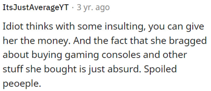 Behavior of spoiled individuals.