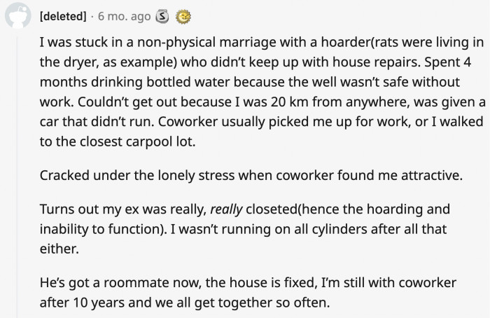 2. Their relationships had sketchy origins but they lasted. Good for them, I guess.