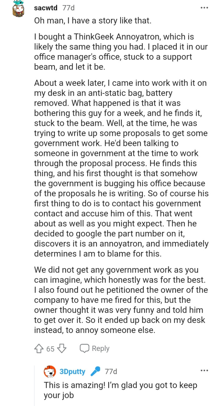 Another Redditor shares a similar story