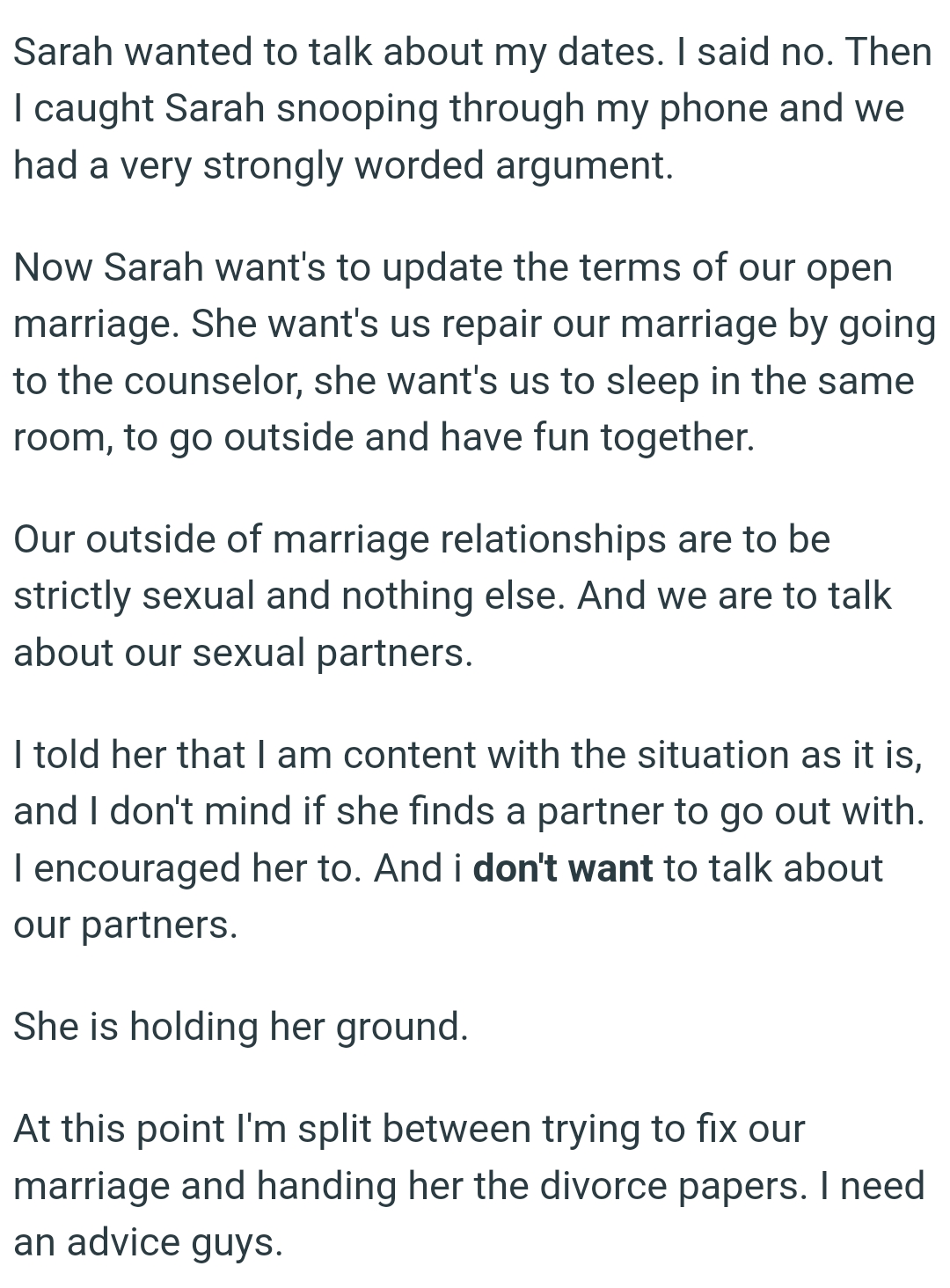 OP's wife wants them to repair their marriage by going to counseling