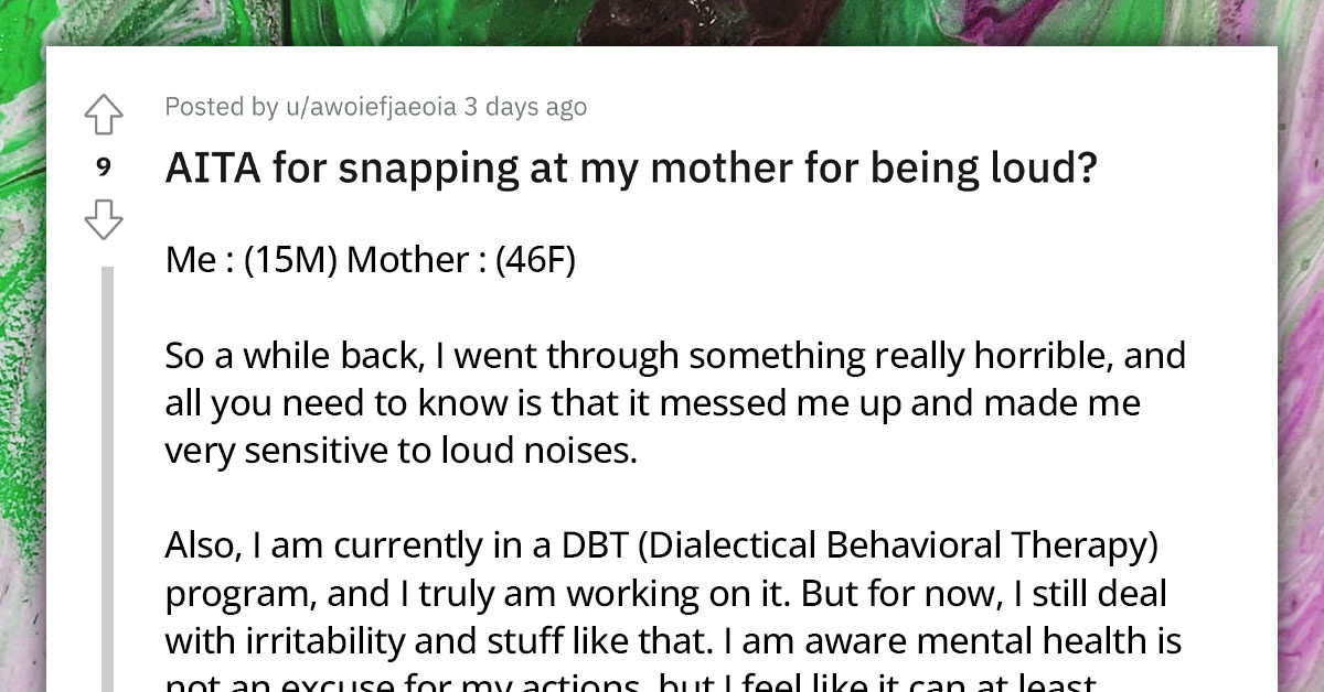 Redditors Rally Behind Teenager Who Snapped At His Mother For Being So Loud And Insensitive