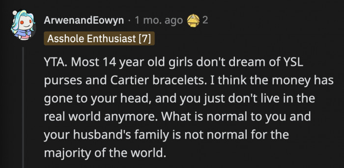 OP's change of heart was probably encouraged by comments like this one, which called her out for being out of touch