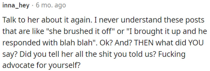 OP needs to have an open conversation with her once more.