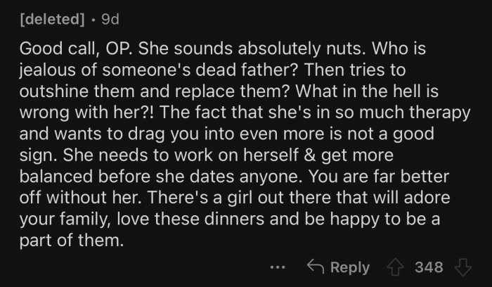 The ex-GF needs to work on herself before getting into relationships.