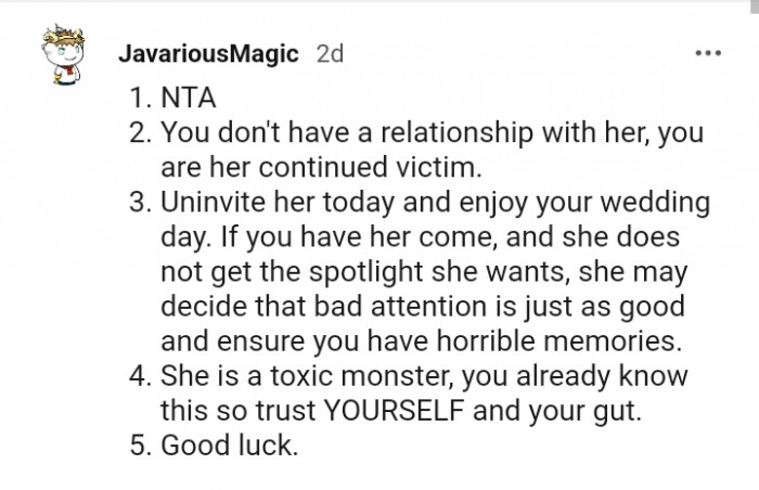 You do not have a relationship with her
