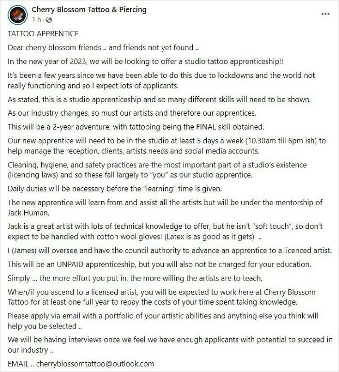 20. Looking to work for free for two years? Then you can’t miss this opportunity!