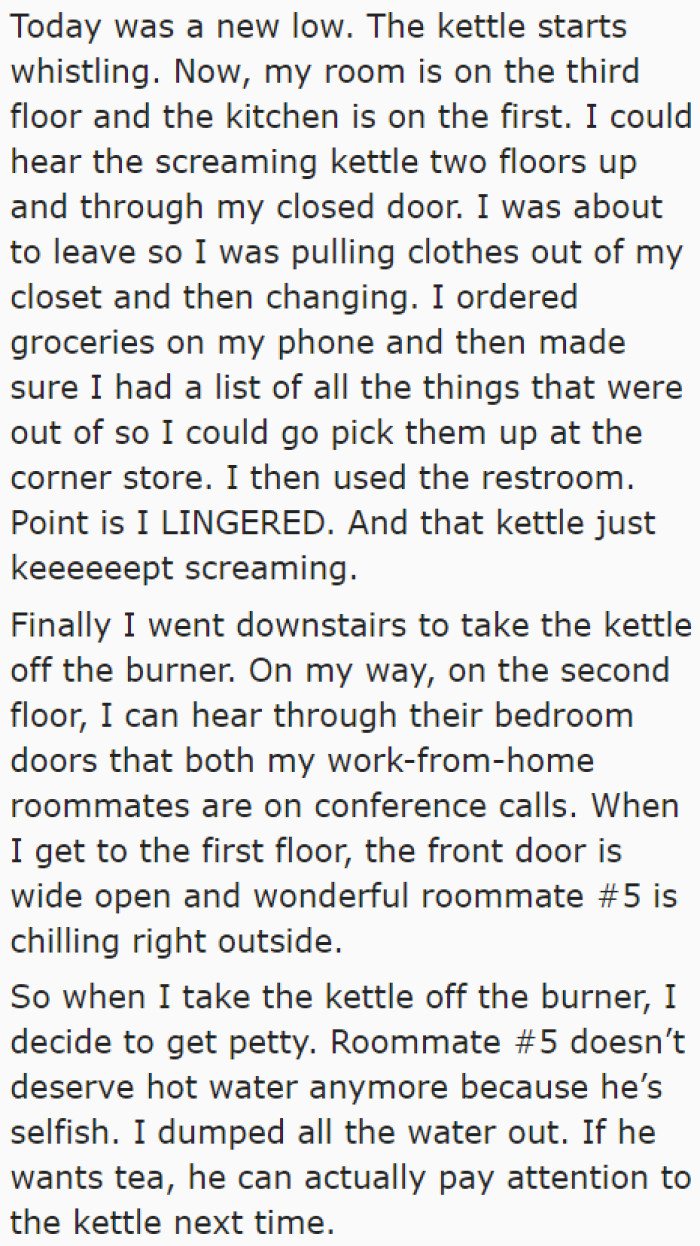 One Day, the OP Heard a Noisy Kettle. The Guy Was Boiling Water for His Tea.