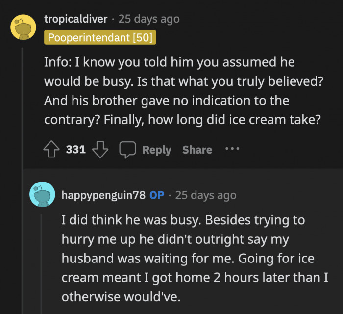 OP's BIL didn't mention that her husband cleared his evening schedule to spend time with her