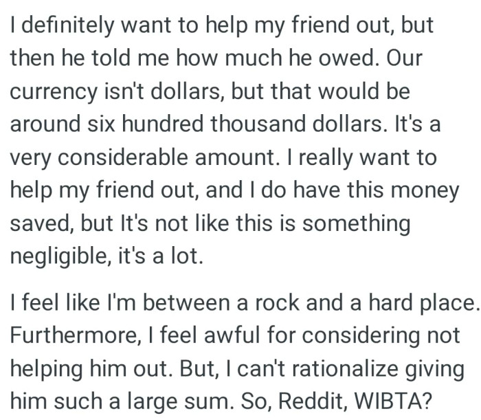 The OP feels like he's between a rock and a hard place