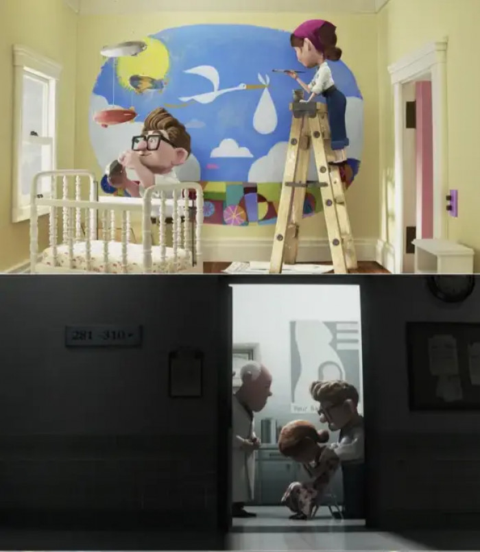 19. Up (2009): Ellie and Carl were expecting their first child and were happily painting the nursery. Unfortunately, Ellie miscarried.