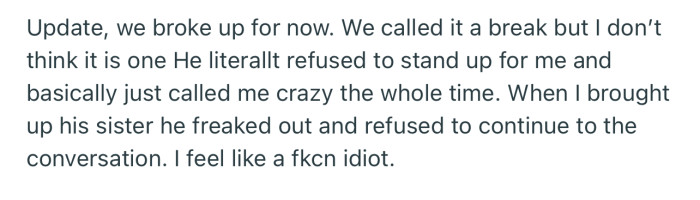 Important update: The couple have taken a break