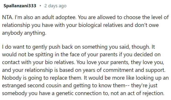 This is good advice from a Redditor who is also adopted: