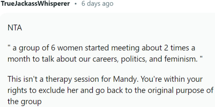 The Group's Original Purpose Is Not Therapy