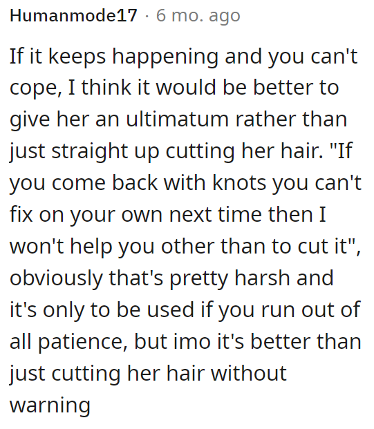 Maybe it would be better to give her an ultimatum...