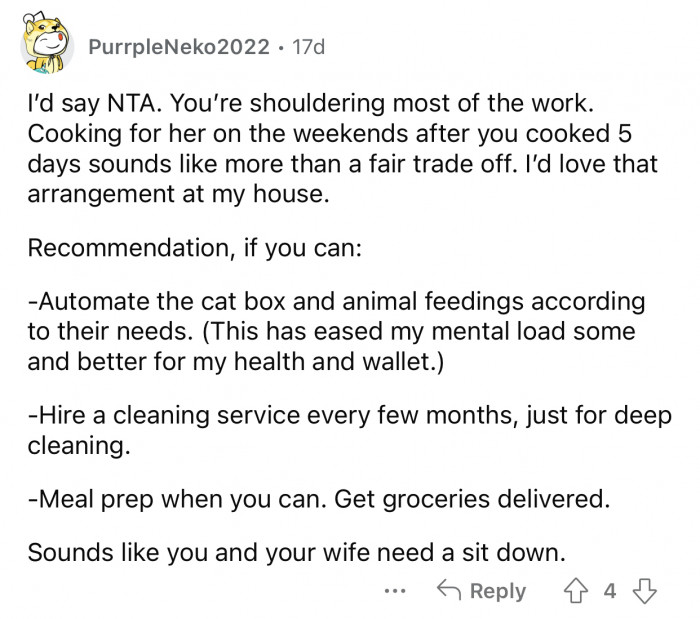OP can try automating some of his chores.
