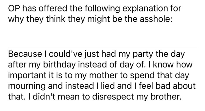 OP thinks she might potentially be the a-hole for the following reason: