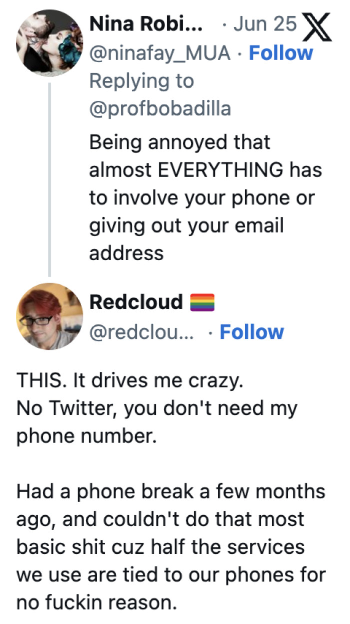 11. Having to use your phone and contact details for everything