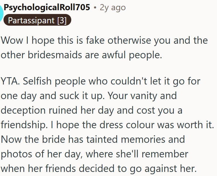 OP is too selfish to put things aside, even for a single day.