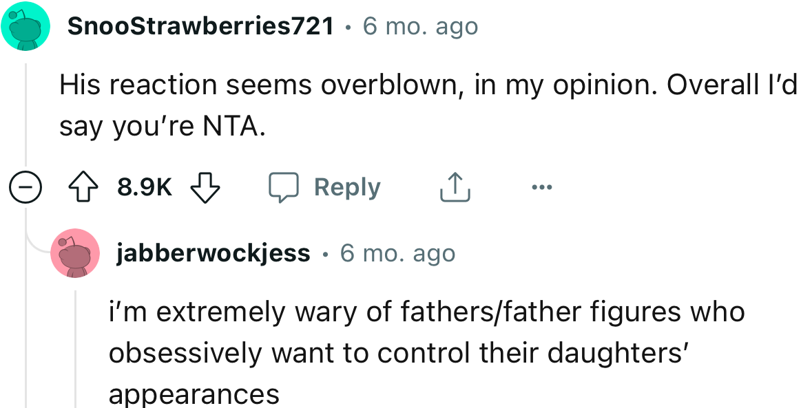 “His reaction seems overblown.”