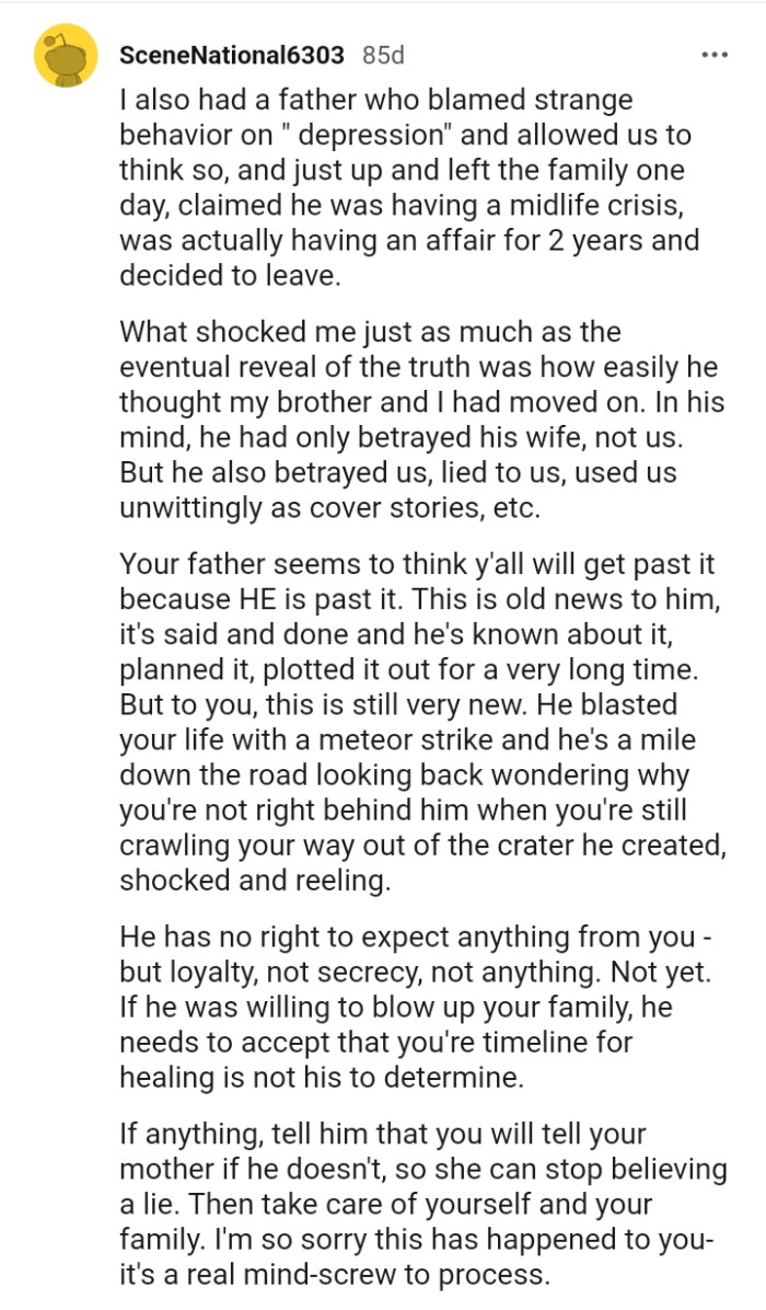 In his mind, he only betrayed his wife.