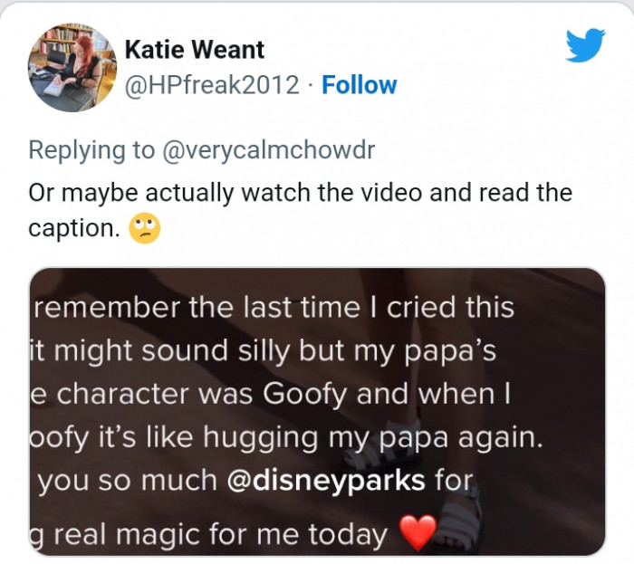 This commenter wants you to check out the caption attached to the video